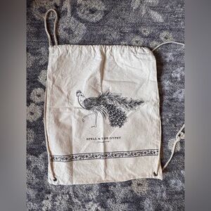 Rare Spell Cream Drawstring Bag with Peacock Design